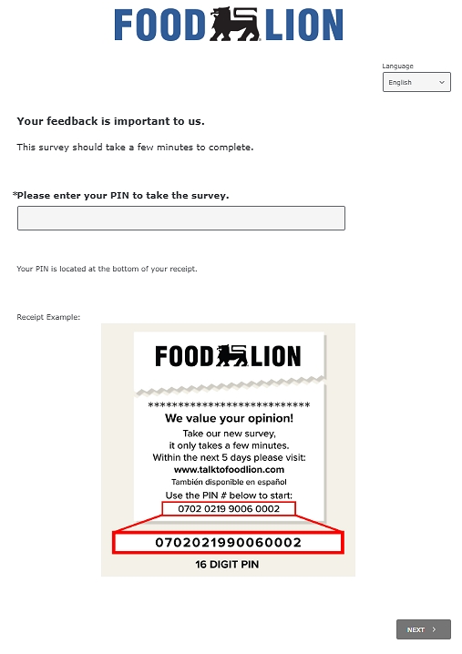 talktofoodlion.com survey homepage